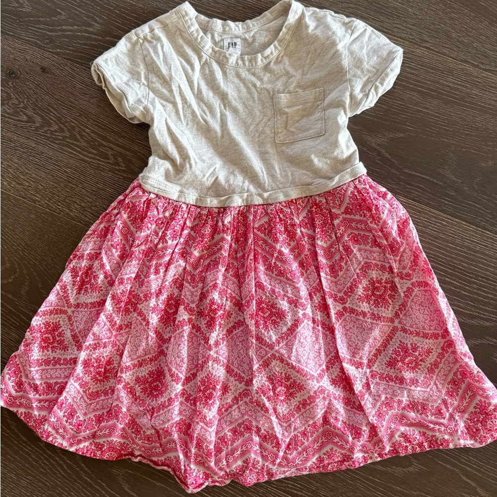 GAP Pink and White Patterned Kids Dress